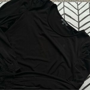 Adrianna Papel Size XL Ruffled Long Balloon Sleeve Black Blouse